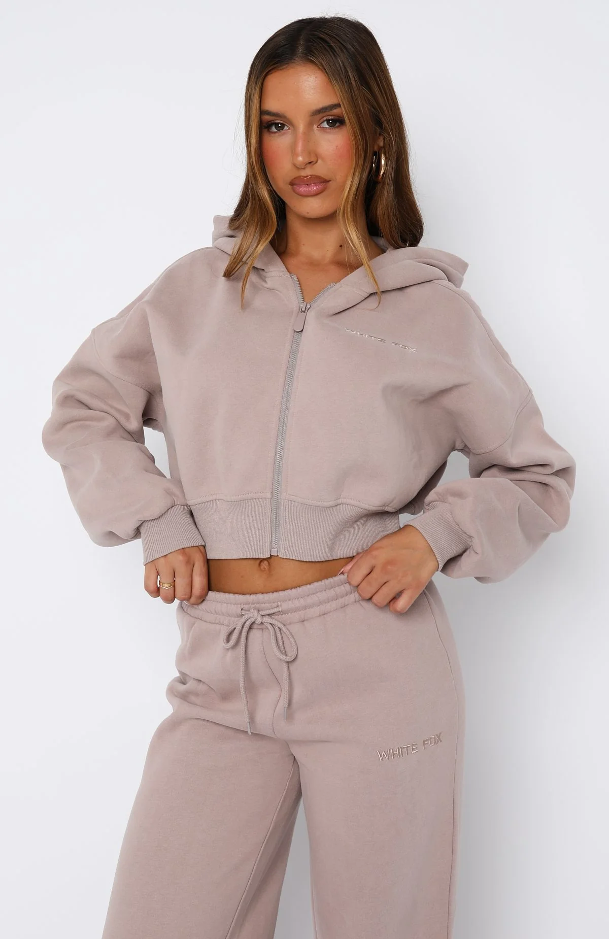 Stay Lifted Cropped Hoodie Cinnamon - White Fox Boutique