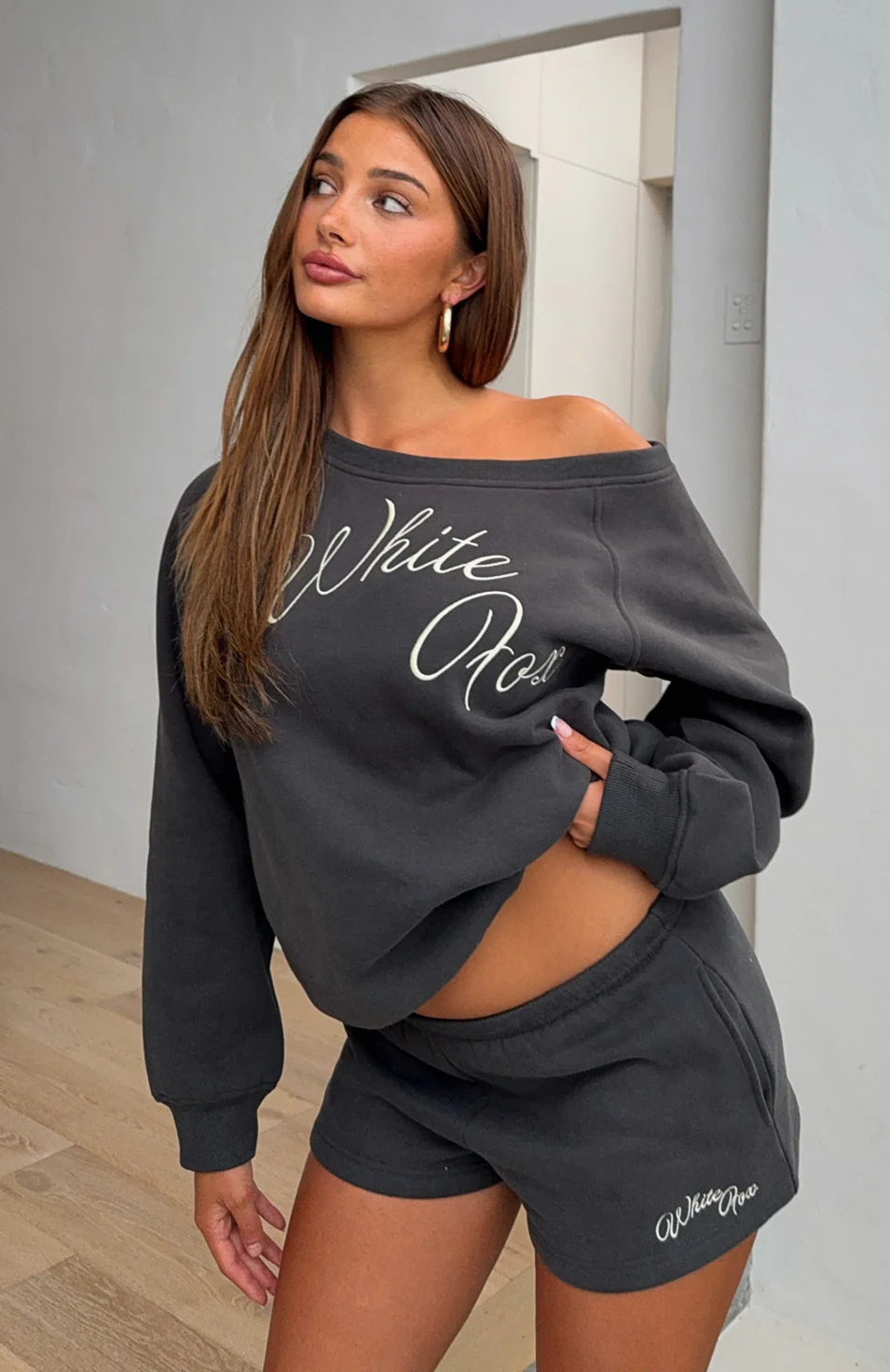 Lucky Thirteen Elsa Off Shoulder Sweater Charcoal - White Fox Boutique