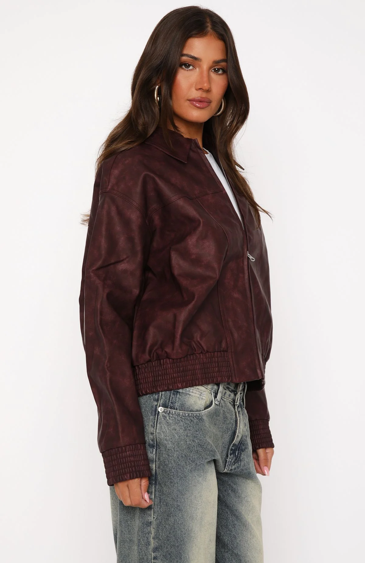 Make Things Right PU Bomber Jacket Plum - White Fox Boutique