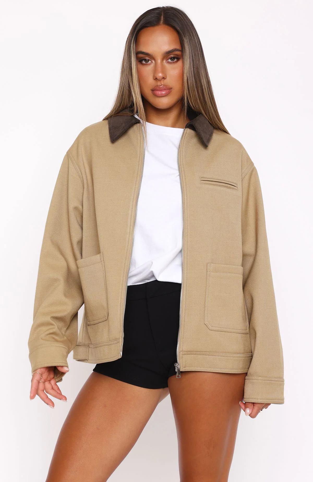 Baker Boy Jacket Tan - White Fox Boutique